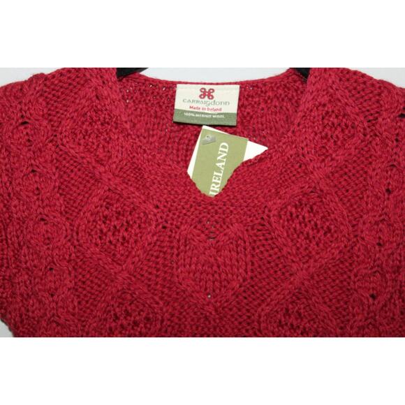 NWT Carraig Donn Cable Knit Wool Cap Sleeve Dress Red Girl's Size Medium H12020 - Picture 3 of 11